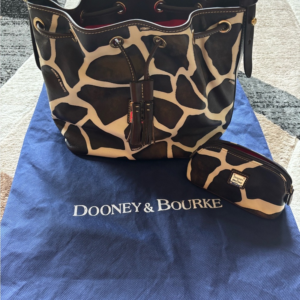 Dooney & Bourke Giraffe Print Bucket Bag and Pouch